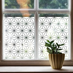 Elegant Pattern Star Window Film, Japanese Design, PVC-Free Privacy Cling