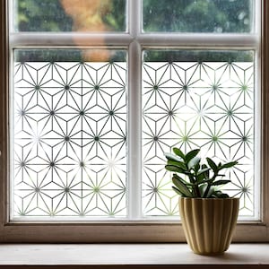 PVC-free Elegant Star Pattern Etched Window Film, Sleek but Traditional Japanese Pattern,  made in California, Eco Window Cling