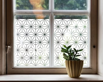 PVC-free Elegant Star Pattern Etched Window Film, Sleek but Traditional Japanese Pattern,  made in California, Eco Window Cling