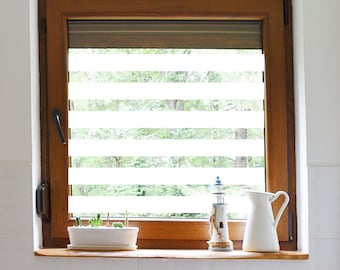 PVC-free Horizontal Stripe on Clear Window Film, Faux Blinds