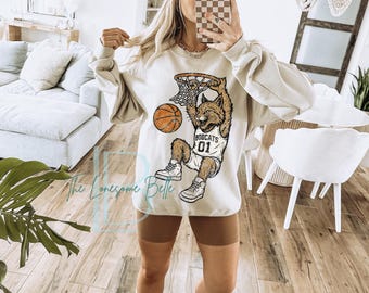 Custom Mascot Basketball Sweatshirt | School Spirit Crewneck | Team Mascot Hoodie | Game Day Apparel | The Lonesome Belle