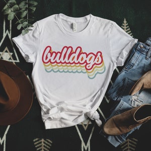Retro Bulldogs T-Shirt | Preppy Game Day Shirt | School Spirit Tee | Custom Mascot Available | Unisex Fit | The Lonesome Belle
