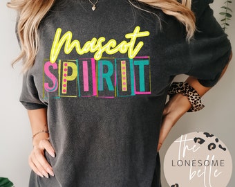 Custom Neon Mascot Spirit Shirt | School Spirit | Neon School Spirit | Comfort Colors Tee | Oversized T-shirt | DTG | School Mascot