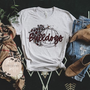 Bulldogs Volleyball Shirt | Leopard | School Sports | Mascot Tee
