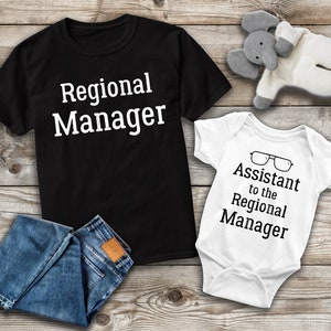Regional manager and Assistant To The Regional Manager Matching Shirts, Dad and Baby Set, New Dad Gift, The Office Humar Tee