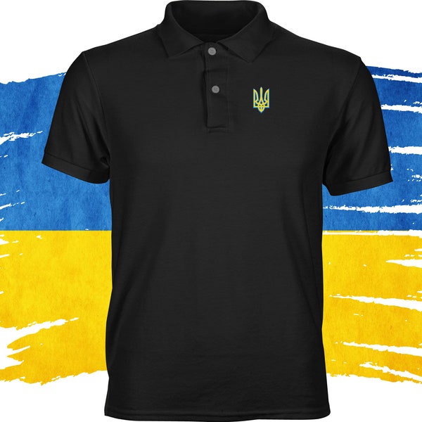 I Support Ukraine polo tshirt, Support for ukraine, Ukraine polo t-shirt with ukranian gerb and ukrainian tryzub, Support ukraine t shirt