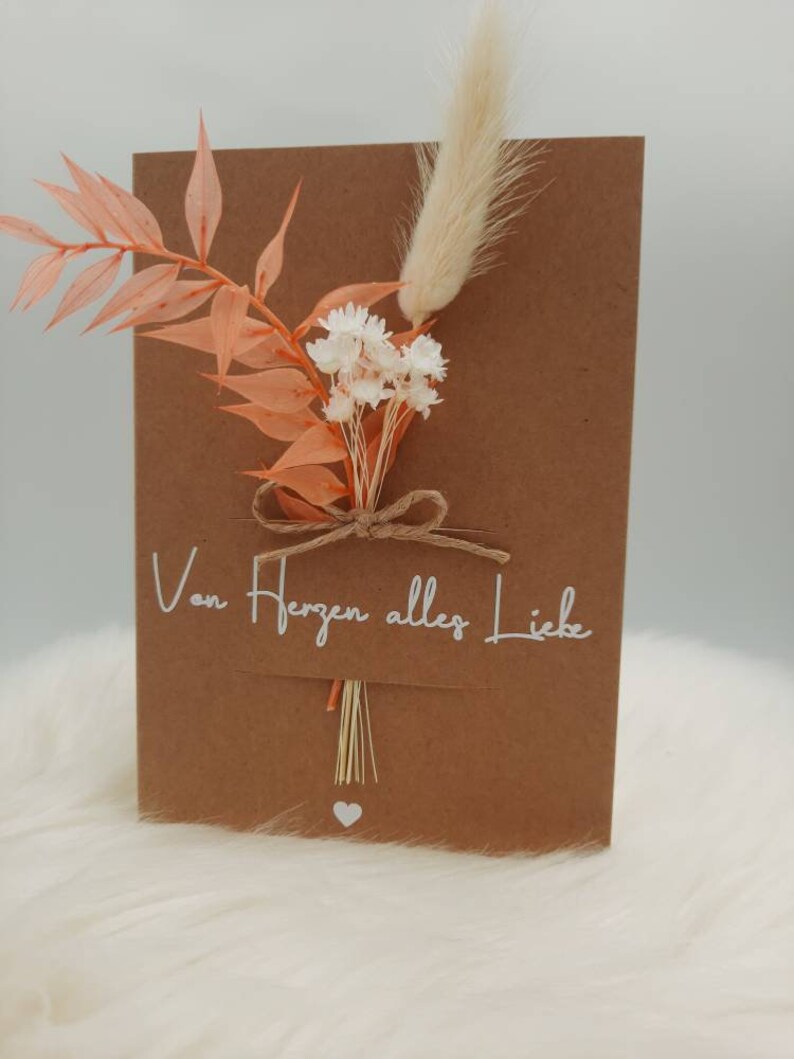 Handgefertigte Hochzeitskarte Mit Trockenblumen - Vintage Design Geschenkbox