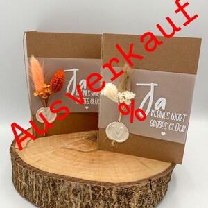 Karte mit Trockenblumen - Kraftpapierkarte - Geschenkkarte - Hochzeitskarte - klappbar - Natur - Hochzeitskarte