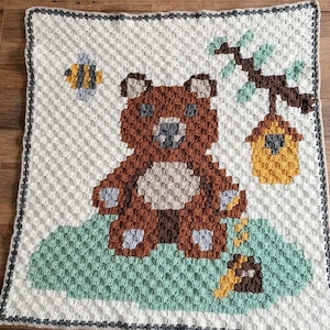 Crochet baby blanket - Honeybear c2c blanket - pdf download