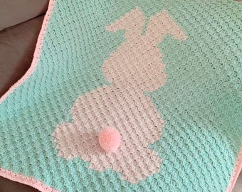 Crochet Bunny Blanket Pattern: C2C Graphgan (PDF Download)