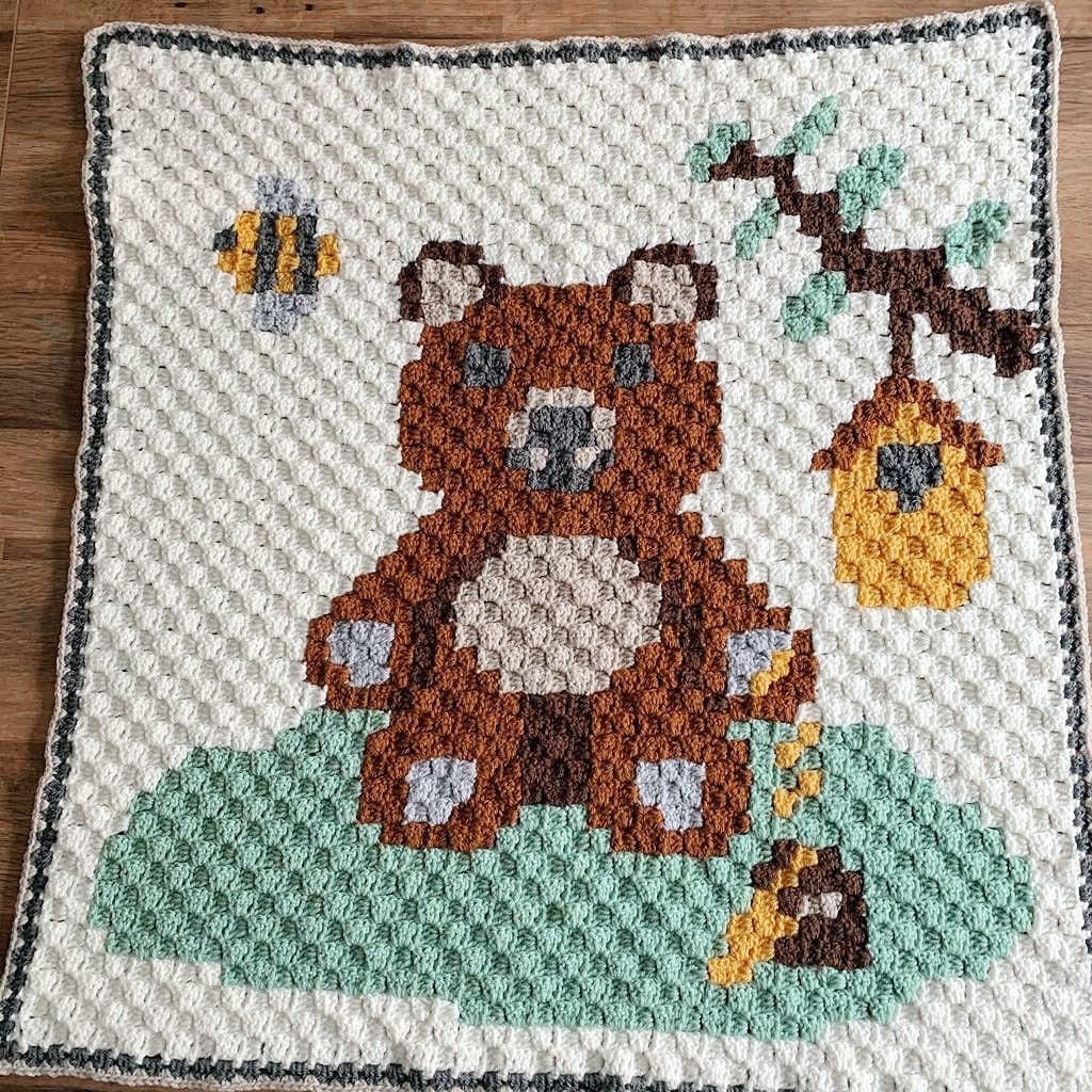 24 Teddy Bear Blanket Crochet Patterns for Cozy Baby Gifts, Loveys, and Keepsake Afghans 12 Honeybear Crochet Baby Blanket Pattern: C2C Teddy Bear