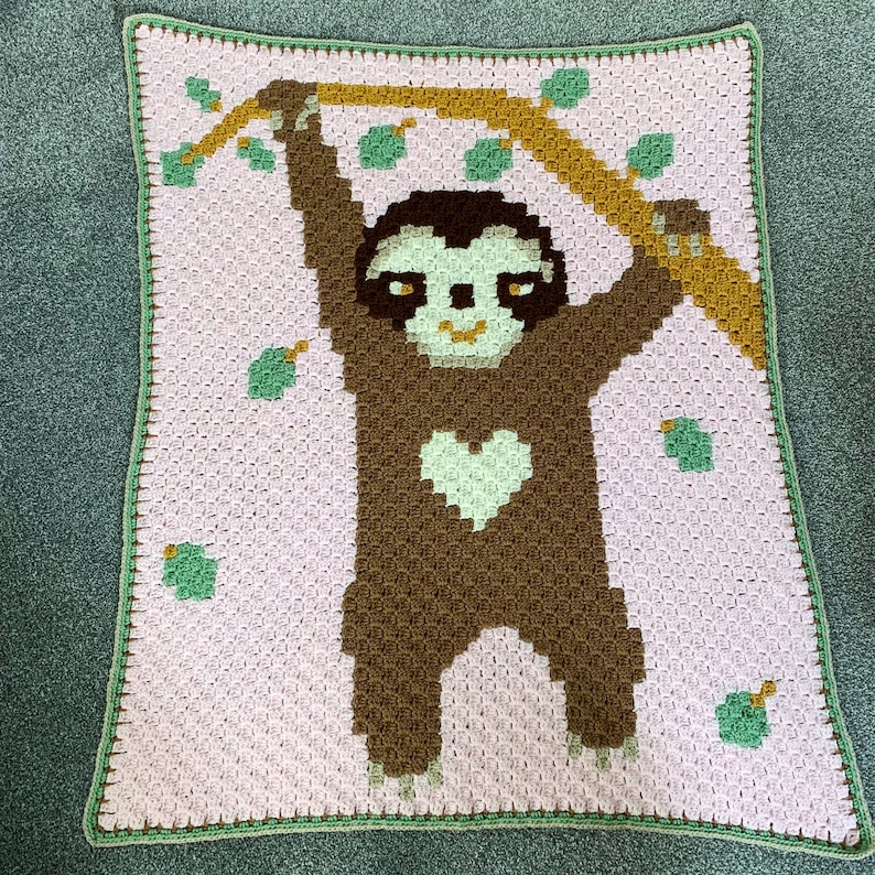 Sloth Baby Blanket C2C Crochet Pattern (digital PDF) - Etsy