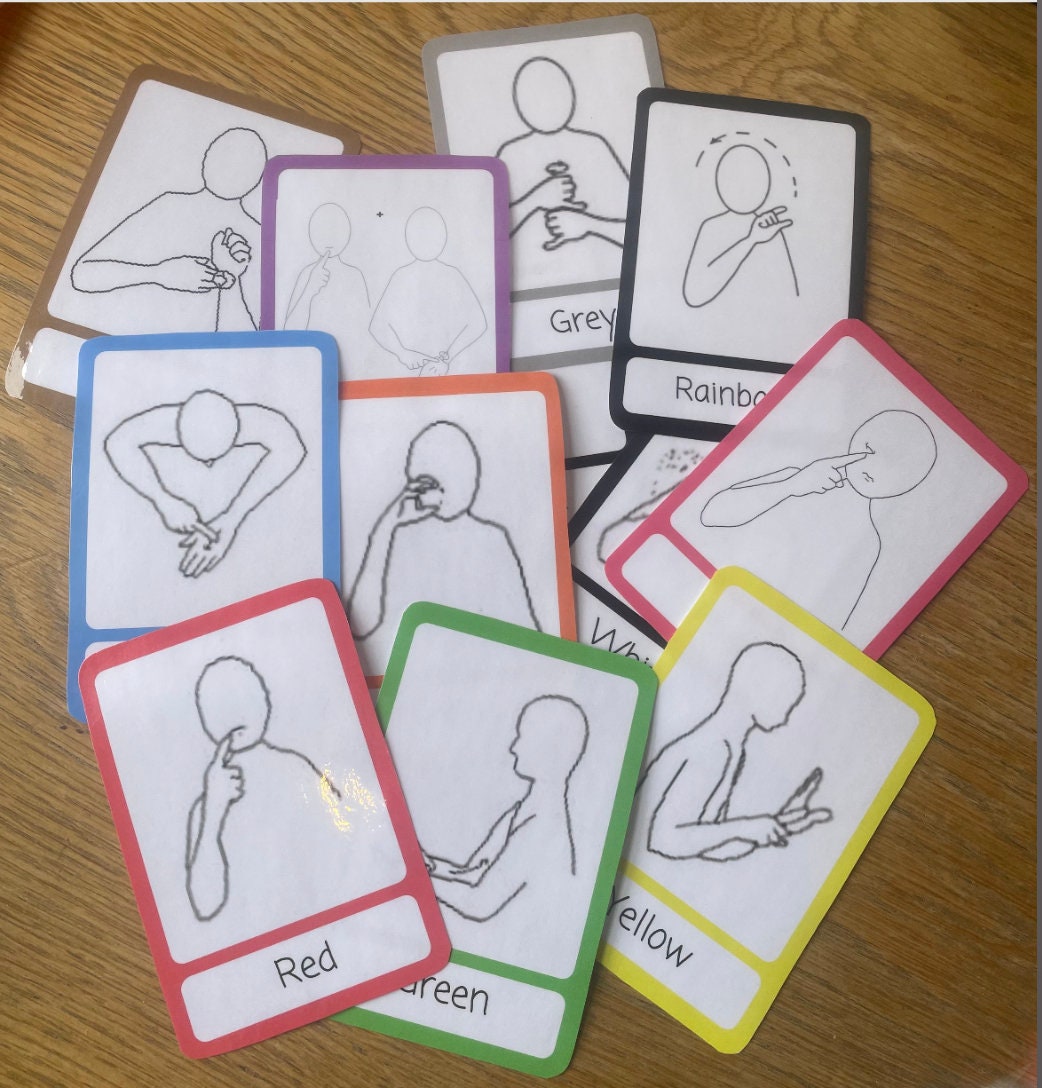 12 Printable Colours Makaton Communication Sign Cards Babies Toddlers 