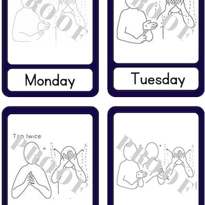 Printable Days of the Week Makaton Communication Flash Cards Babies
