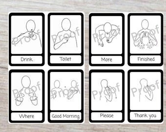 BUNDLE OFFER! 40 Printable Makaton Communication and language sign cards - Baby, toddler, PreSchool - EYFS Instant Digital Download