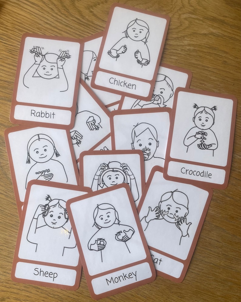 12 Printable Animal Makaton Flash Cards Babies, Toddlers and Pre