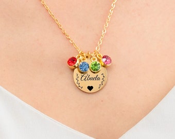 Personalized Abuela Gift Handmade Abuela Necklace Grandma Gift Birthstone Necklace Gift for Abuela Abuelita Family Handmade Jewelry Gift