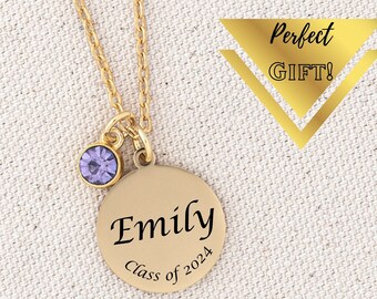 Graduation Necklace Gift High School Grads Gift for Girls College Graduation Class of 2024 Custom Graduation gift Birthstone Jewelry