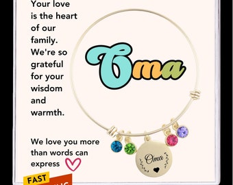 Oma Birthstone Bracelet Personalized Oma Gift Handmade Grandma Birthstone Bracelet Gift for Oma Family Handmade Jewelry Perfect Oma Gift