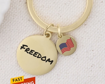 Freedom Keychain Patriotic Jewelry America Gifts U.S.A Keyring Freedom Jewelry Inspiration Keychain Inspirational Keyring USA Freedom Gift