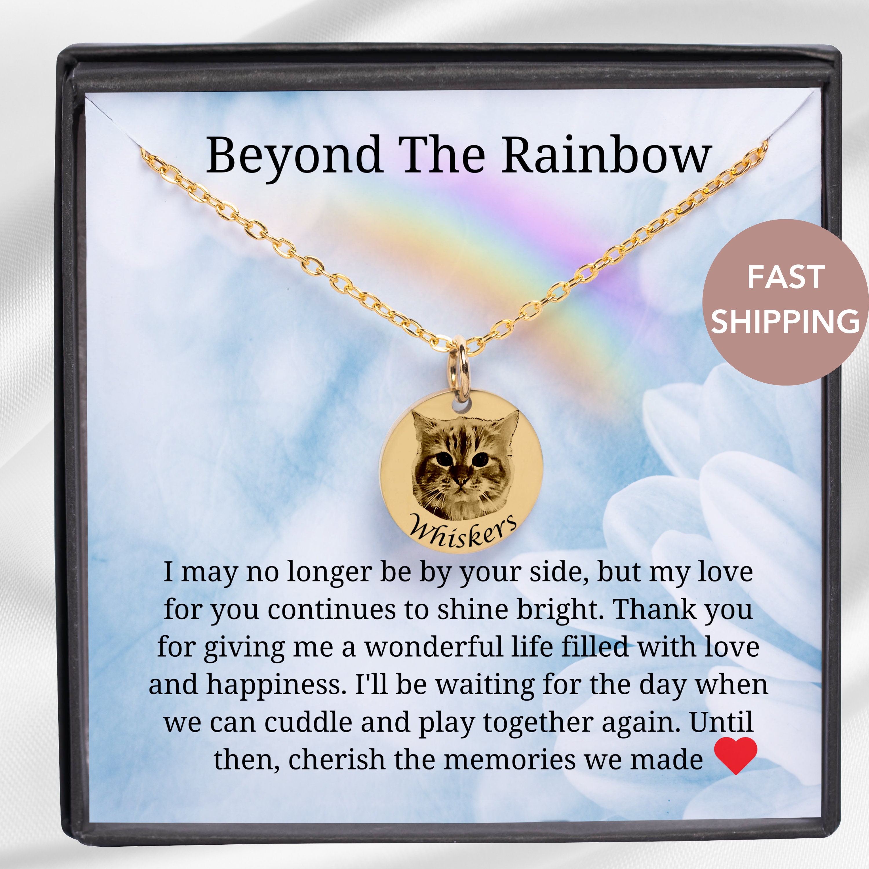 Rainbow Bridge Cat Necklace Custom Cat Memorial Jewelry Cat - Etsy