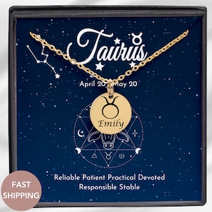 Zodiac Necklace Personalized Astrology Necklace Taurus Necklace  Zodiac Jewelry Gift Horoscope Necklace Birthday Gift Taurus Gift
