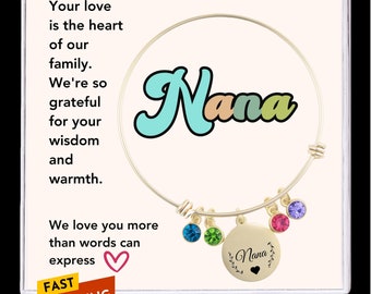 Nana Birthstone Bracelet Personalized Nana Gift Handmade Grandma Birthstone Bracelet Gift for Nana Family Handmade Jewelry Mothers Day Gift