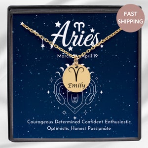 Zodiac Necklace Personalized Astrology Necklace Aries Necklace  Zodiac Jewelry Gift Horoscope Necklace Birthday Gift Aries Gift