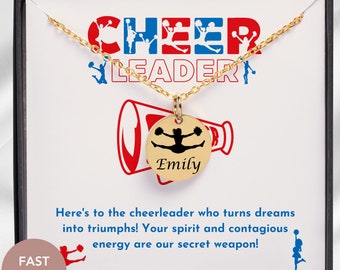 Personalized Cheerleading Gifts Megaphone Necklace Cheer Gifts Personalized Cheerleader Necklace Cheer Team Gifts Cheer Coach Cheer Jewelry