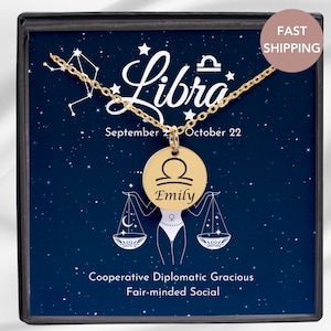 Zodiac Necklace Personalized Astrology Necklace Libra Necklace  Zodiac Jewelry Gift Horoscope Necklace Birthday Gift Libra Gift