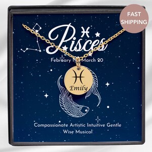 Zodiac Necklace Personalized Astrology Necklace Pisces Necklace  Zodiac Jewelry Gift Horoscope Necklace Birthday Gift Pisces Gift