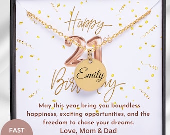 Personalized 21st Birthday Necklace For Her Personalized Jewelry 21 birthday necklace for daughter friend granddaughter 21st birthday gift