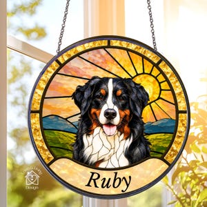 Attrape-soleil pour portrait d'animal de compagnie personnalisé | Suspension de style vitrail | Cadeau commémoratif personnalisé chien chat fait à partir de votre photo