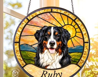 Custom Pet Portrait Suncatcher | Stained Glass Style Window Hanging | Personalized Dog Cat Memorial Gift Made from Your Photo