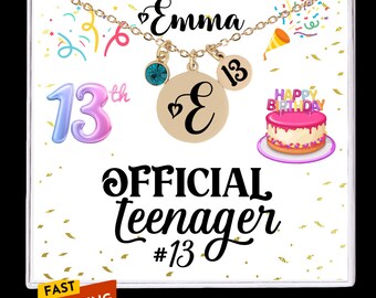 13th birthday gift for her, 13 birthday gift for her, 13th birthday present, 13th birthday necklace, 13th birthday gift, 13 birthday jewelry