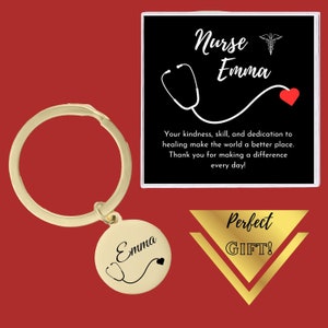 Nurse Keychain Personalized Stethoscope Keychain with Name Nurse Gift Custom Nurse Keychain Medical Student Graduation Gift With Notecard
