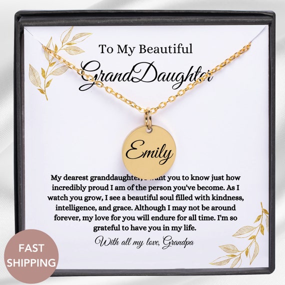 Granddaughter Necklace for Granddaughter From Grandpa Grandparents Personalized Jewelry Gift Birthday Gift Necklace Gifts for Granddaughter Etsy