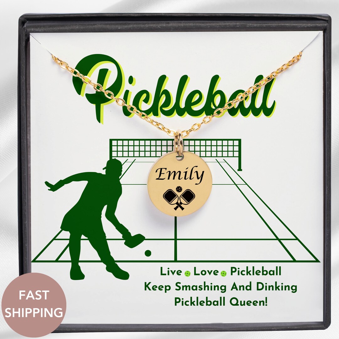 Pickleball Necklace Sport Name Jewelry Personalized Pickleball Jewelry