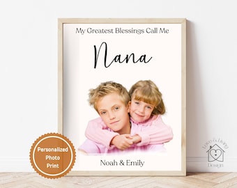 Personalized Gift for Grandmother, Birthday Gift from Grandchildren, Custom Print For Nana, Grandma Portrait Gift For Nana Framed Print