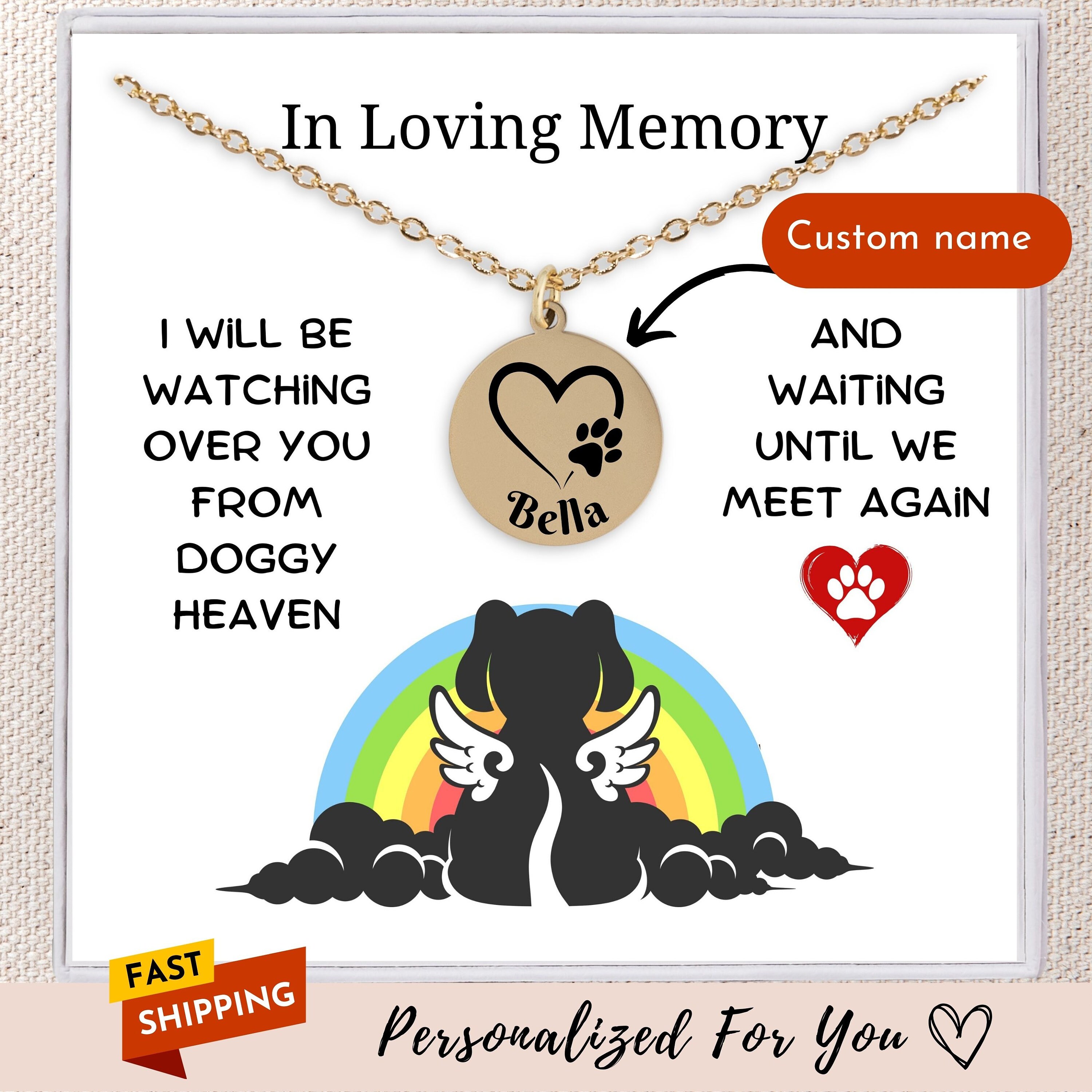 Rainbow Bridge Dog Necklace Loss of Dog Cat Memorial Jewelry Cat Dog ...