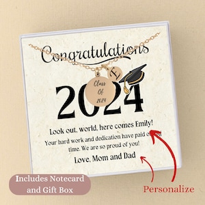 Graduation Necklace Gift High School Grads Gift for Girls College Graduation Class of 2024 Custom Graduation gift Graduation jewelry