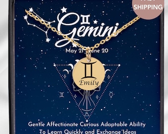 Zodiac Necklace Personalized Astrology Necklace Gemini Necklace  Zodiac Jewelry Gift Horoscope Necklace Birthday Gift Gemini Gift