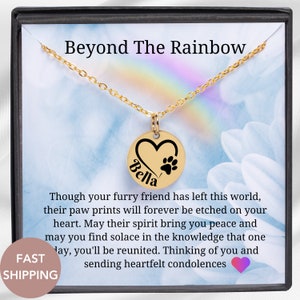 Rainbow Bridge Dog Necklace Dog Cat Memorial Jewelry Cat Dog Loss Gift Pet Memorial Necklace Pet Sympathy Personalized Cat Dog Memorial