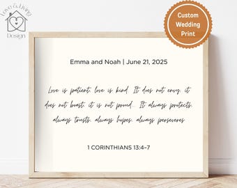 Custom Bible Verse Wall Art-Wedding Scripture-Wood Framed Sign-Personalized Bible Verse-Christian Home Decor-Custom Quote Print-Wall Decor