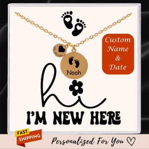 New Mom Necklace New Mom Gift First Mother&#39;s Day New Mommy Gift Personalized Mom Jewelry New Mother Gift With Baby Name And Birth Date