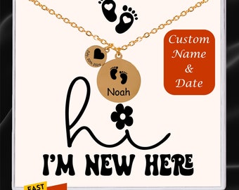 New Mom Necklace New Mom Gift First Mother's Day New Mommy Gift Personalized Mom Jewelry New Mother Gift With Baby Name And Birth Date