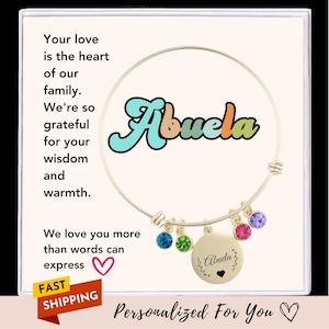 Abuela Birthstone Bracelet Personalized Abuela Gift Handmade Grandma Birthstone Bracelet Gift for Abuela Handmade Jewelry Perfect Gift