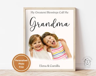 Personalized Gift for Grandma, Birthday Gift from Grandchildren, Custom Print For Grandmother, Grandma Portrait Gift For Grammy Framed Print