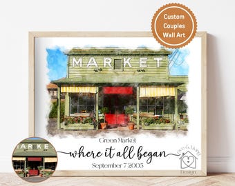 Where It All Began Custom Print From Photo, Wedding Gift, 1st Wedding Anniversary Present, Couple Gift