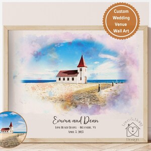 Wedding Venue Print, Wedding Gift, 1st Wedding Anniversary Present, Venue Sketch, Painting from Photo, Personalized Drawing, Couple Gift